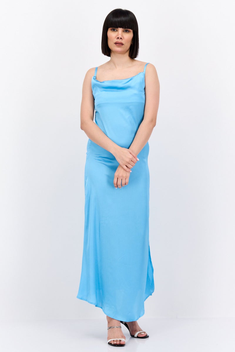 AX PARIS Women Solid Casual Maxi Dress, Blue - Image 1