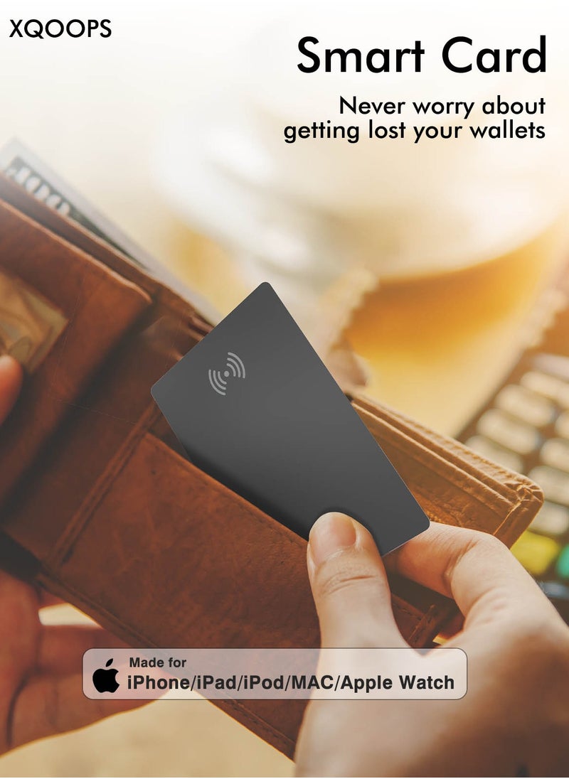 XQOOPS Smart Wallet Finder Card, XQOOPS Wireless Charging Wallet Locator. Works with Apple Find My (iOS Only), Item Tracker for Wallet, Luggage Tags, Phone, Passports and More (1Pack-Black)  - Image 2