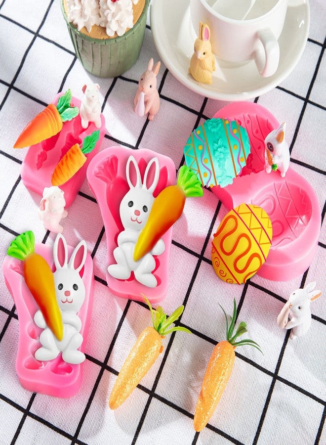 KVCSYAW 3 قوالب سيليكون لعجينة الفوندان لعيد الفصح، قوالب بيض وأرانب وآذان أرنب وجزر وشوكولاتة وحلوى، أدوات خبز يدوية لتزيين الكب كيك في حفلات الزفاف - Image 3