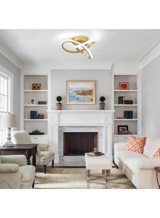 عربست الحديثة أدى ضوء السقف التركيبات، 6000K الذهب أدى الممر ضوء التركيبات مصباح السقف للممر غرفة النوم حمام المطبخ شرفة الدرج الممر مصباح السقف منحني التصميم (الذهب، 6000K) - Image 4