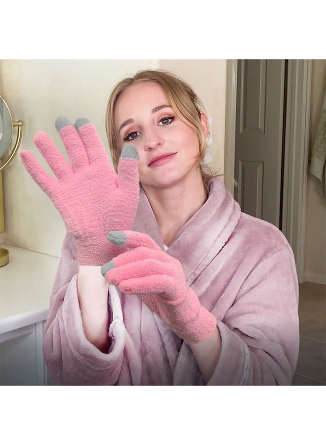 يو رو قفازات مرطبة من يوروو بأصابع مُشبعة بالصبار وشاشة لمس، معطرة، متينة، وقابلة لإعادة الاستخدام، لون وردي، زوج واحد - Image 5