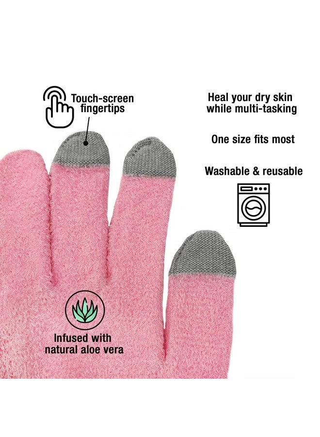يو رو قفازات مرطبة من يوروو بأصابع مُشبعة بالصبار وشاشة لمس، معطرة، متينة، وقابلة لإعادة الاستخدام، لون وردي، زوج واحد - Image 3