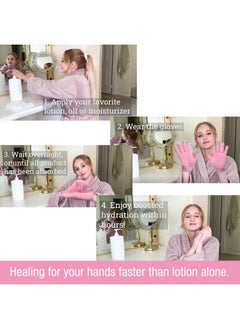 Eurow Eurow Moisturizing Gloves with Aloe Infused and Touch Screen Fingers, Scented, Durable, and Reusable, Pink, 1 Pair  - Image 4