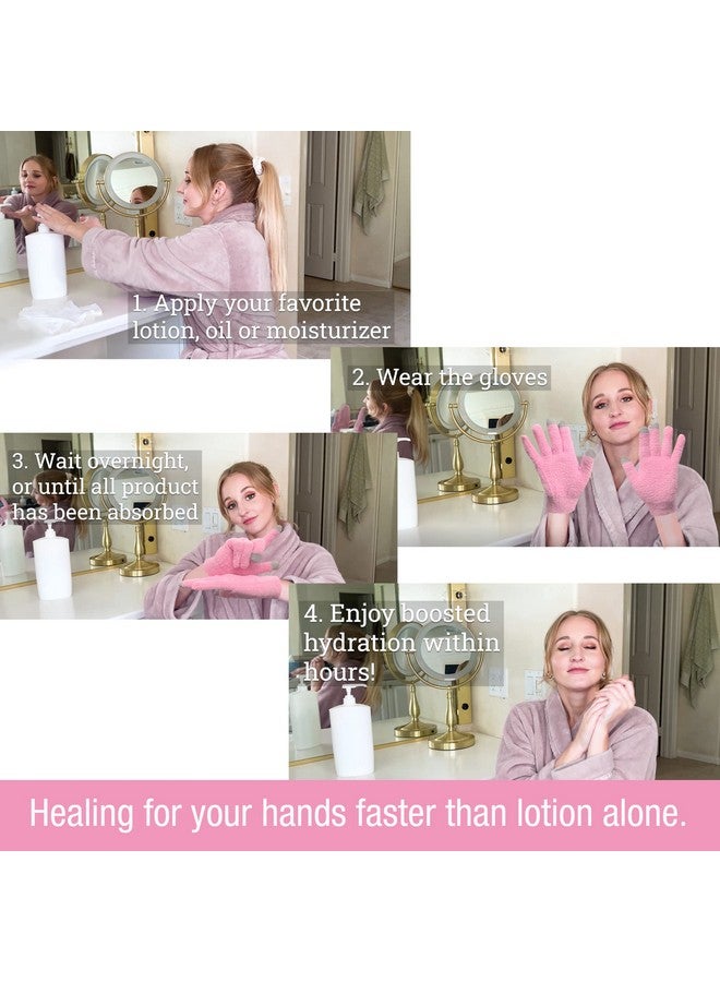 يو رو قفازات مرطبة من يوروو بأصابع مُشبعة بالصبار وشاشة لمس، معطرة، متينة، وقابلة لإعادة الاستخدام، لون وردي، زوج واحد - Image 4