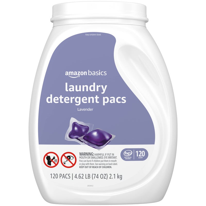 Amazon Basics Laundry Detergent Pacs, Lavender Scent, 120 Count (New Packaging) - Image 4