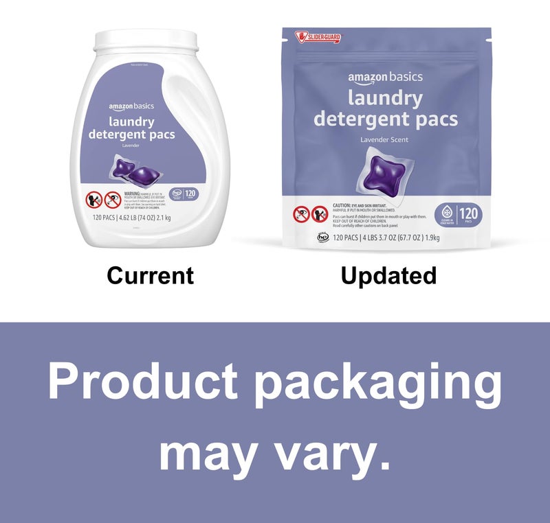 Amazon Basics Laundry Detergent Pacs, Lavender Scent, 120 Count (New Packaging) - Image 2