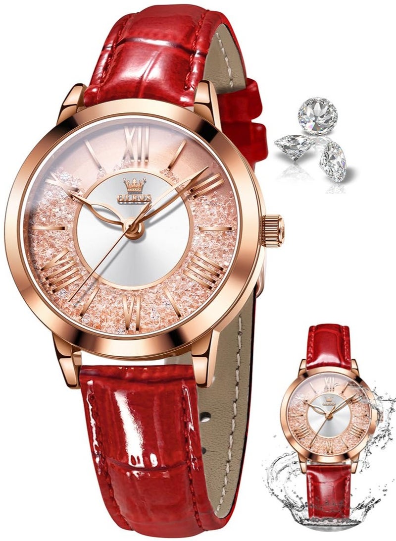 OLEVS Women's Elegant Formal Analog Quartz Leather Waterproof Quicksand Watch 5539 - Image 1