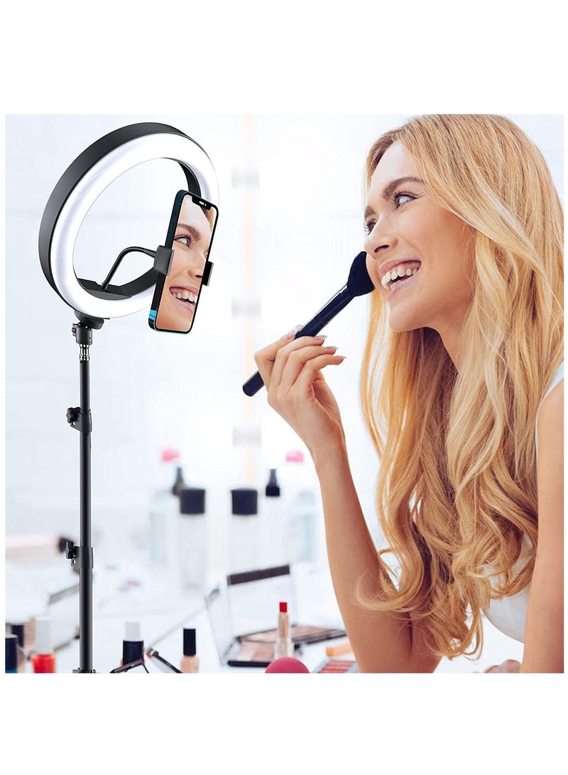 ليدين 10 "Selfie Ring Light Halo LED Circle Phone Holder Tripod Stand for iPhone Android Great for Live Stream Makeup Beauty Tiktok YouTube Video Recording Studio Photography Lighting - Image 2