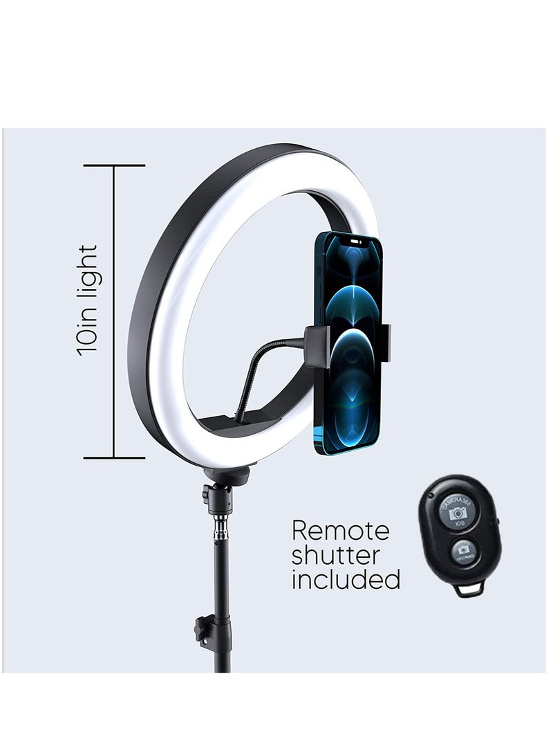 ليدين 10 "Selfie Ring Light Halo LED Circle Phone Holder Tripod Stand for iPhone Android Great for Live Stream Makeup Beauty Tiktok YouTube Video Recording Studio Photography Lighting - Image 3