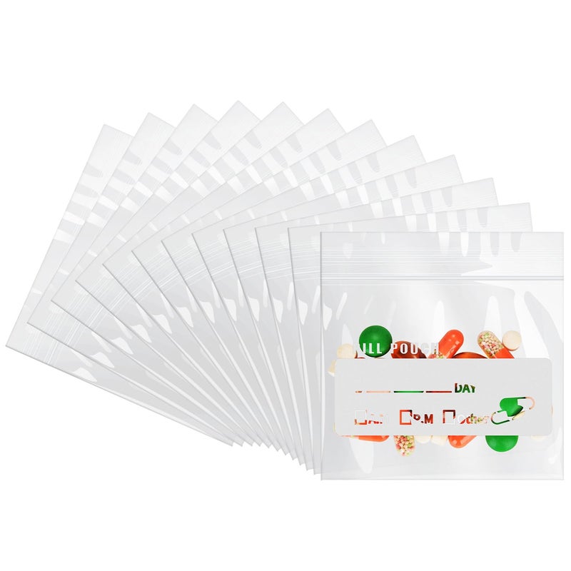 Urekt Pill Pouch Bags for Travel 120 Pack 6 Mil BPA Free Reusable Pill Bags 3 x 275 inch for Medicine with Write on Label Clear Ziplock Seal Waterproof AM PM Pill Baggies for Medicine Organizer - Image 3