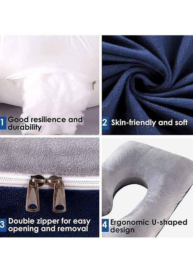 Eworld Full Body Pregnancy Pillow, U-Shaped Maternity Pillow for Legs, Back, Neck, Shoulders, Hips and Belly Support for Pregnant Women with Removable Cover, Blue and Grey  - Image 5