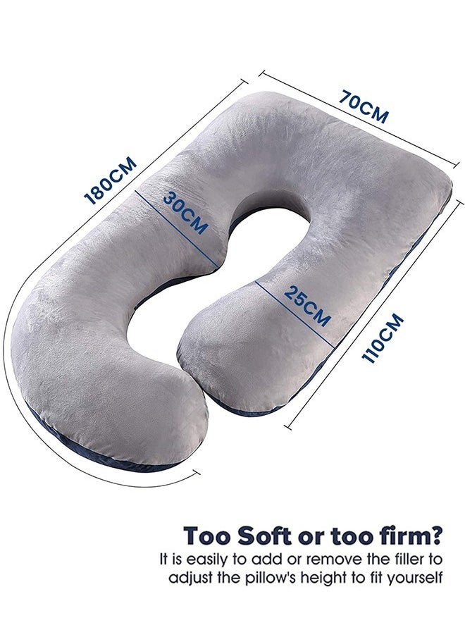 Eworld Full Body Pregnancy Pillow, U-Shaped Maternity Pillow for Legs, Back, Neck, Shoulders, Hips and Belly Support for Pregnant Women with Removable Cover, Blue and Grey  - Image 2