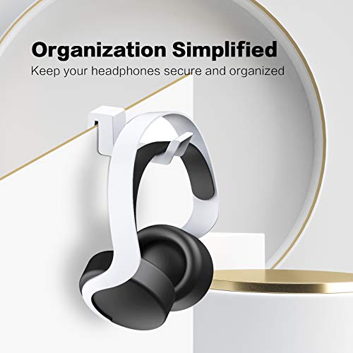 NexiGo PS5 Headphone Holder, [Minimalist Design] Mini Headphone Hanger with Supporting Bar, for Sony PlayStation 5 Gaming Headset, White - Image 2