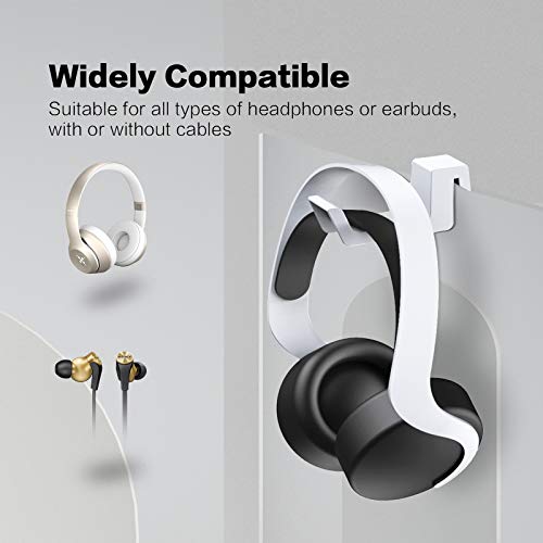 NexiGo PS5 Headphone Holder, [Minimalist Design] Mini Headphone Hanger with Supporting Bar, for Sony PlayStation 5 Gaming Headset, White - Image 3