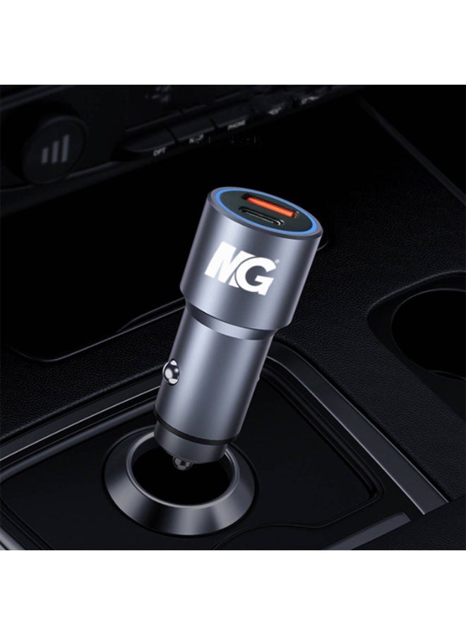 Dual Port Car Charger | USB-A Fast Charging Car Adapter | Compact In-Car Charger | Multi-Device Charging | Silver - Image 4
