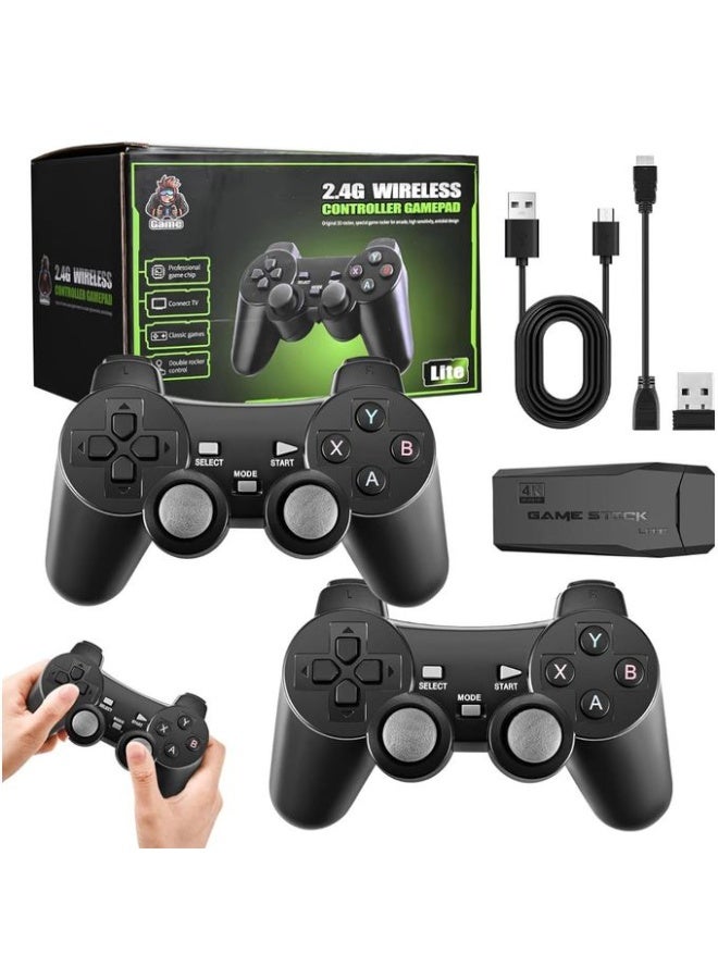 Retro Game Console with Dual Wireless Controllers, 10000+ Classic Games, 64GB, HDMI Plug-Play TV Stick