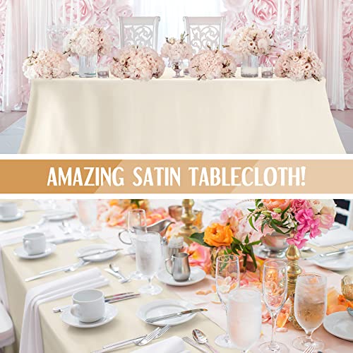 Lounsweer 8 Packs Satin Tablecloth 102 x 58 Inches Rectangle Table Cover Silk Smooth Fabric Party Table Cloth for Rectangle Parties, Holiday Dinner Wedding Banquet Decoration(Ivory) - Image 5