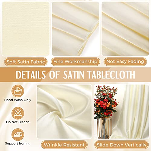 Lounsweer 8 Packs Satin Tablecloth 102 x 58 Inches Rectangle Table Cover Silk Smooth Fabric Party Table Cloth for Rectangle Parties, Holiday Dinner Wedding Banquet Decoration(Ivory) - Image 3
