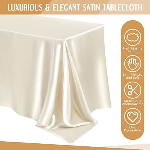 Lounsweer 8 Packs Satin Tablecloth 102 x 58 Inches Rectangle Table Cover Silk Smooth Fabric Party Table Cloth for Rectangle Parties, Holiday Dinner Wedding Banquet Decoration(Ivory) - Image 4