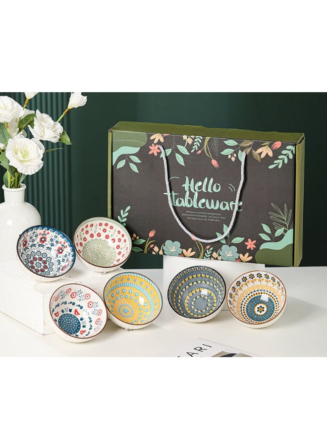 GuRiver Ceramic Bowl Set Small Bowls Gift Box- Porcelain Dessert Bowls 10 oz - 6 Little Bowl for Rice | Soup | Snack | Side Dishes | Yogurt | Ice Cream - Coloful Cute Bowl Sets Microwave | Dishwasher Safe - 4.5 Inch - Image 1