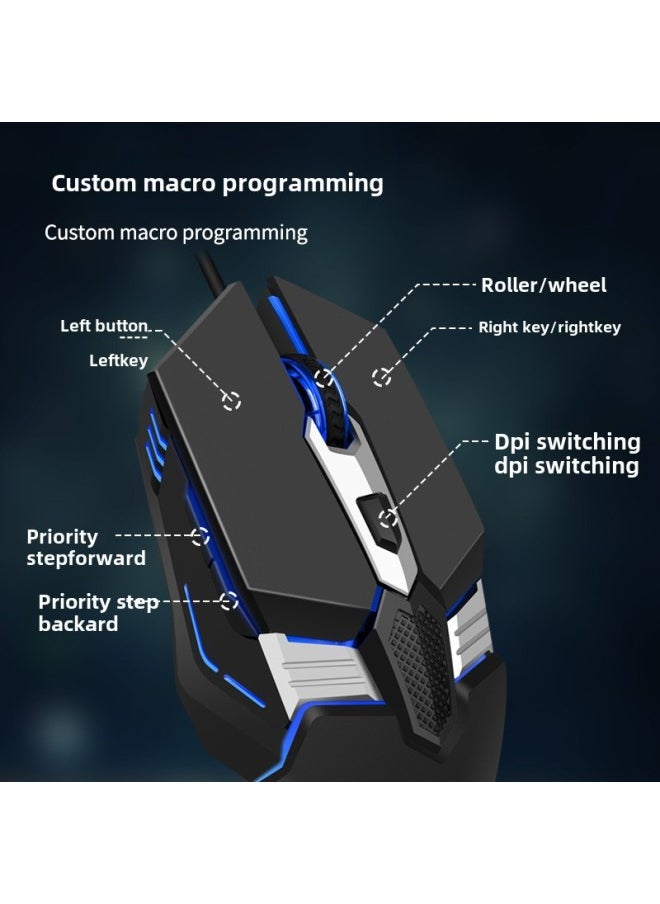 Generic - Viper M12 Gaming Mouse Mechanical Luminous Computer Notebook Office E-sports USB Wired Mouse Wholesale-Color:6D-Black - Image 1