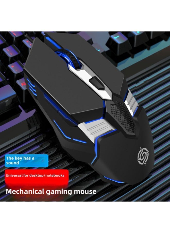 Generic - Viper M12 Gaming Mouse Mechanical Luminous Computer Notebook Office E-sports USB Wired Mouse Wholesale-Color:6D-Black - Image 1
