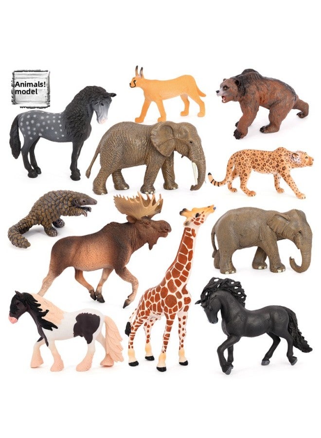 Simulation Solid Animal Model Wild Plastic Elephant Giraffe Horse Moose Leopard Children's Cognitive Toy Ornaments-Color:127-3080 Andalusian Gongma - Image 2