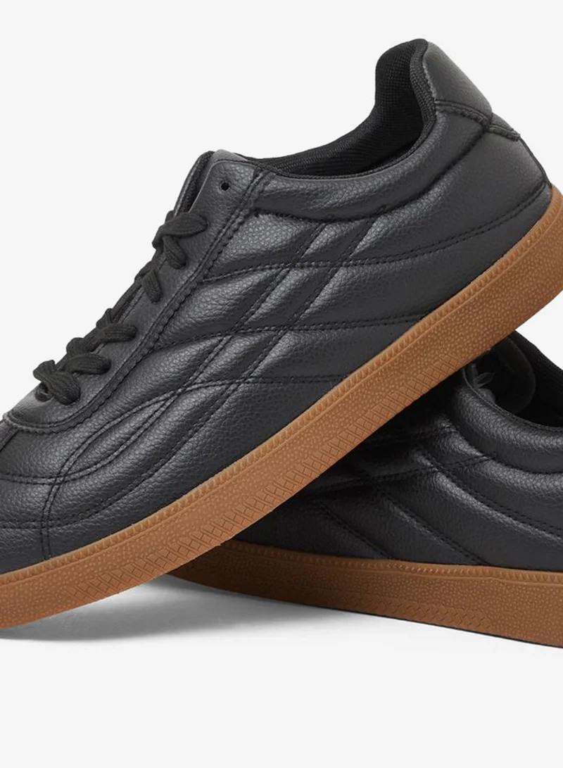 Styli  Men Black Quilted Lace-Up Sneakers for Men | Best Price UAE