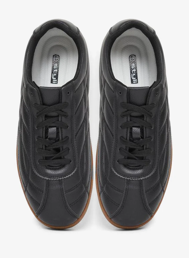 Styli  Men Black Quilted Lace-Up Sneakers for Men | Best Price UAE