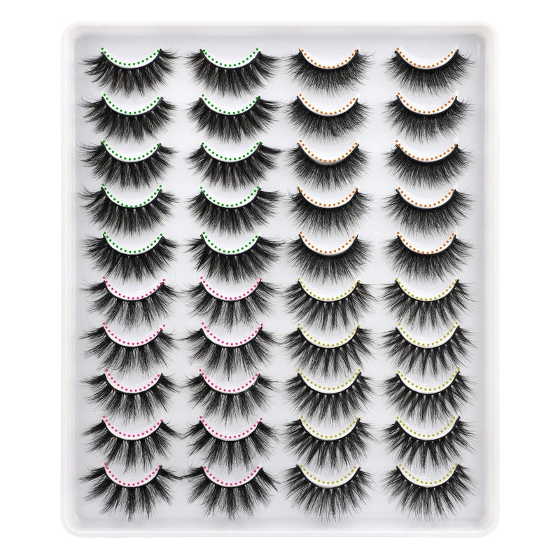 Lanflower Fake Eyelashes Natural Look Dramatic 3D Lashes Pack Faux Mink 20 Pairs 4 Styles - Image 1