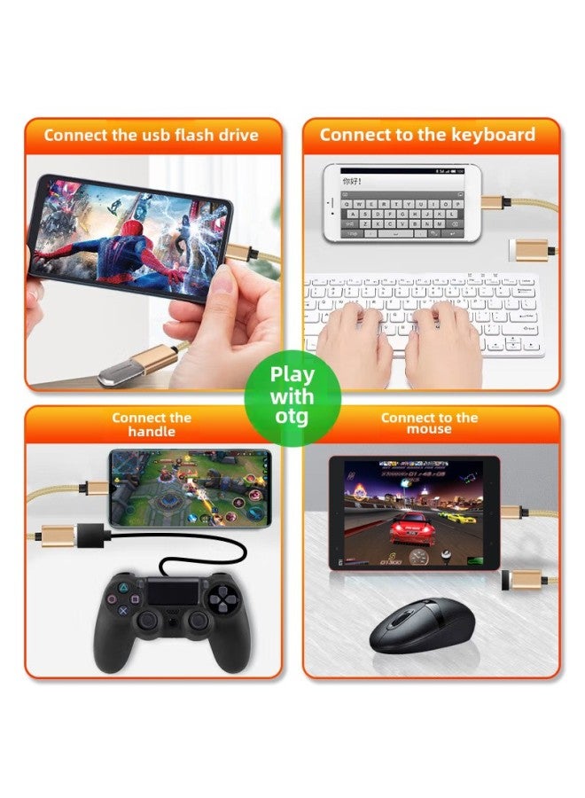 OTG Adapter Type-c To USB Converter Mobile Phone Charging Transmission Data Cable Adapter U Disk Cable-Interface Form:Type-c [gray Patterned Braided Wire] Bagged  - Image 5