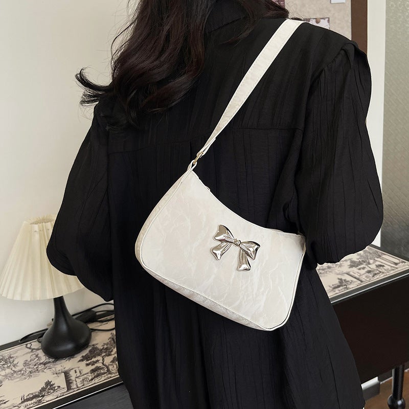 2025 Summer Women'S Shoulder Bag New High-End Popular Fashion Chain Bow Handbag Underarm Bag Korean Style - Image 2