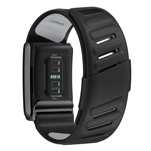 DADO Comfort Durable Silicone Wristband Compatible with WHOOP 40 Band Soft Silicone Sports Loop Strap for Men Women with U Shapped Connector Black Grey - Image 3