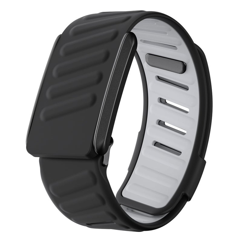 DADO Comfort Durable Silicone Wristband Compatible with WHOOP 40 Band Soft Silicone Sports Loop Strap for Men Women with U Shapped Connector Black Grey - Image 2