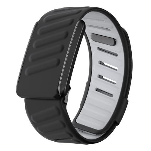 DADO Comfort Durable Silicone Wristband Compatible with WHOOP 40 Band Soft Silicone Sports Loop Strap for Men Women with U Shapped Connector Black Grey - Image 1