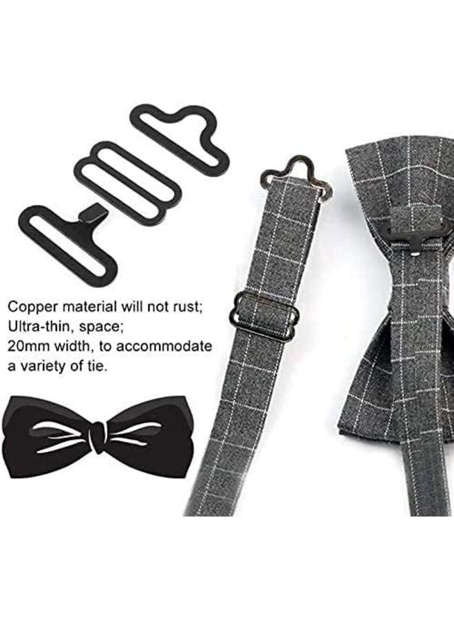 Zerone Bow Tie Hardware, 50 Sets Metal Adjustable Bow Tie Hardware Cravat Clip Hook Fastener for Necktie Strap Bow Tie DIY, Black - Image 4