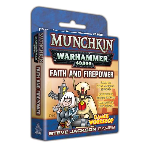 STEVE JACKSON GAMES Munchkin Warhammer 40000 Faith and Firepower Card Game Expansion  112 Cards  Family Game  Fantasy Adventure RPG  Ages 10  36 Players  Avg Play Time 120 Min  Steve Jackson Games - Image 1