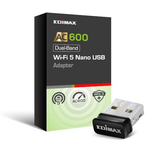 Edimax Wi-Fi 5 802.11ac Nano AC600 Dual-Band (2.4Ghz / 5Ghz) Adapter for PC USB Nano Dongle, Windows, Mac OS, Linux, EW-7811ULC - Image 1