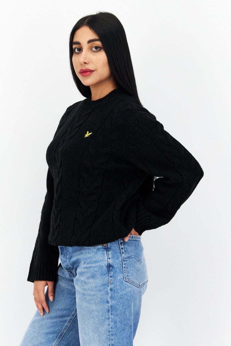 Lyle & Scott Women Crew Neck Long Sleeve Knitted Sweater, Black  - Image 4