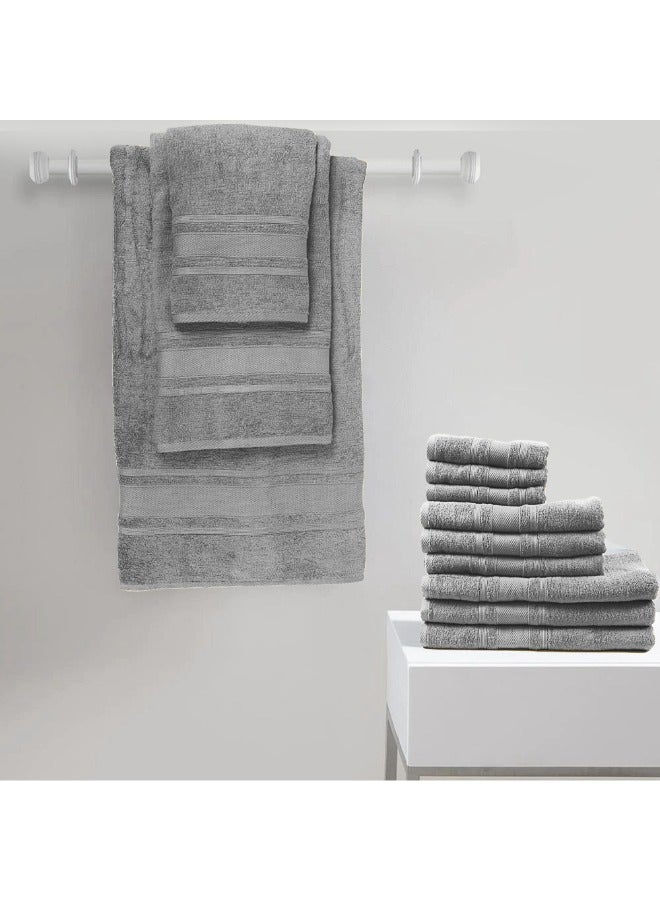BYFT Home Castle (Grey) Premium Cotton Hand Towel (50 X 90 Cm-Set Of 4) Highly Absorbent, High Quality Bath Linen With Diamond Dobby 550 Gsm