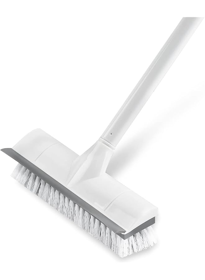 promass Floor Scrub Brush, Long Handle Stiff Bristle Brush, Tub and Tile Brush 2 in 1 Scrape and Brush Scrubber Adjustable 120° Rotatable for Cleaning Bathroom, Patio, Kitchen, Wall, Deck - Image 1