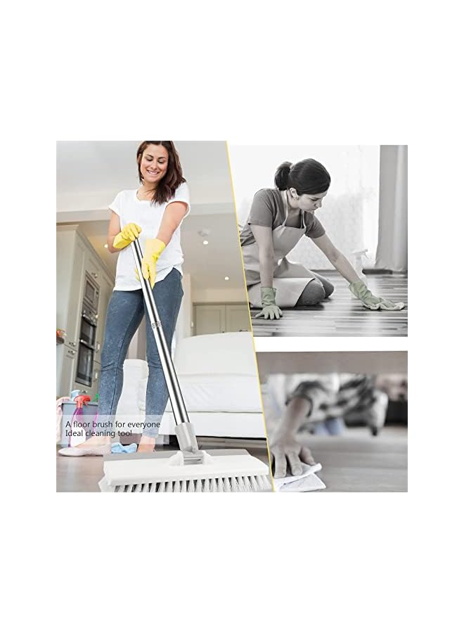 promass Floor Scrub Brush, Long Handle Stiff Bristle Brush, Tub and Tile Brush 2 in 1 Scrape and Brush Scrubber Adjustable 120° Rotatable for Cleaning Bathroom, Patio, Kitchen, Wall, Deck - Image 5