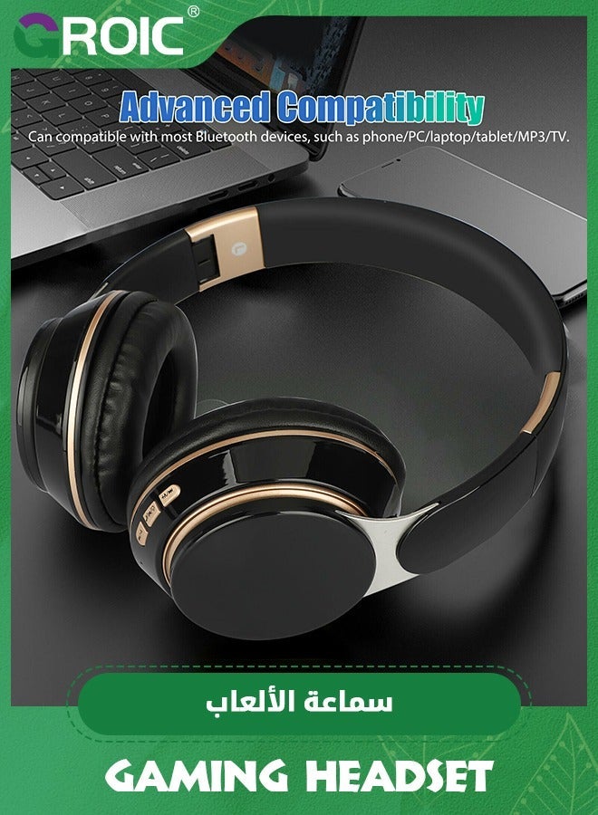 جرويك سماعة ألعاب لاسلكية باللون الأسود، خفيفة الوزن، مريحة، وسائد أذن من الإسفنج الذكي والجلد الفاخر، سماعات رأس ستيريو، للألعاب مع ميكروفون للأجهزة المحمولة - Image 2