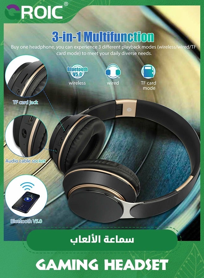 جرويك سماعة ألعاب لاسلكية باللون الأسود، خفيفة الوزن، مريحة، وسائد أذن من الإسفنج الذكي والجلد الفاخر، سماعات رأس ستيريو، للألعاب مع ميكروفون للأجهزة المحمولة - Image 3