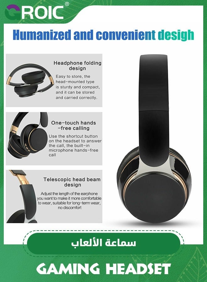 جرويك سماعة ألعاب لاسلكية باللون الأسود، خفيفة الوزن، مريحة، وسائد أذن من الإسفنج الذكي والجلد الفاخر، سماعات رأس ستيريو، للألعاب مع ميكروفون للأجهزة المحمولة - Image 5