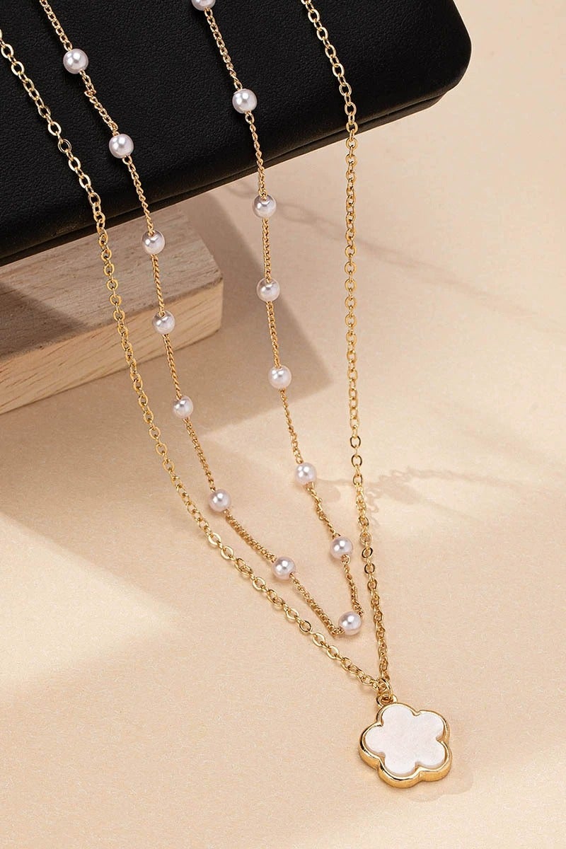 Goolsky قلادة لؤلؤة البرسيم ذات الطبقتين الأنيقة - مجوهرات حظ أنيقة للنساء، يومية/حفلات - Image 3