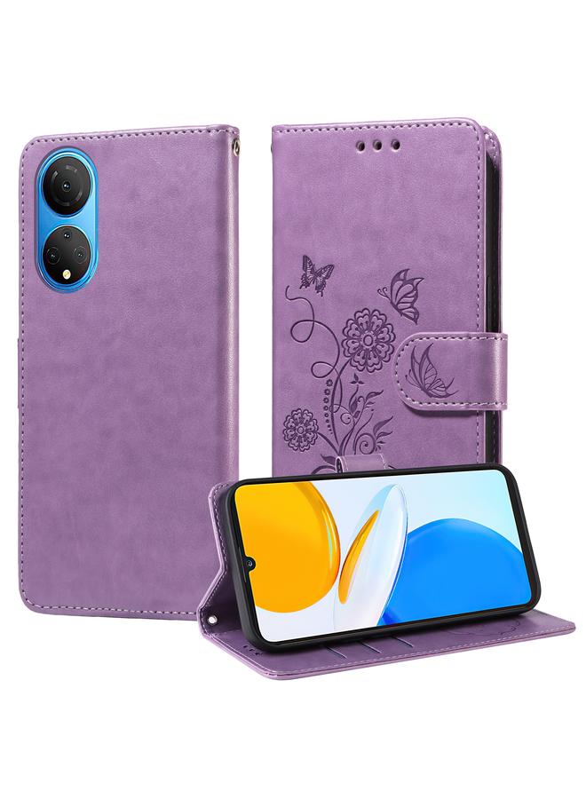 S-TOP Case For Honor X7 4G / Huawei Enjoy 30 Plus Embossed Butterfly Flowers Leather Phone Case - Image 1
