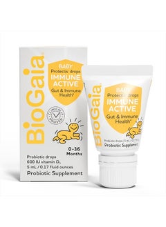 BioGaia Immune Active Baby Probiotic Drops + Vitamin D | for Babies & Toddlers 0-36 Months | Supports Digestive & Immune Health | Allergen, Dairy, Soy & Gluten Free | Backed by 30 Years of Research  - Image 1
