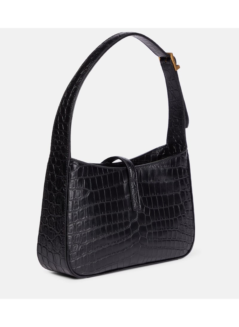 Saint Laurent Le 5 à 7 Women's Leather Hobo Bag, Women's Tote Bag, Women's Shoulder Bag, Women's Hand Bag, Women's Travel Bag, Crocodile Embossed Black