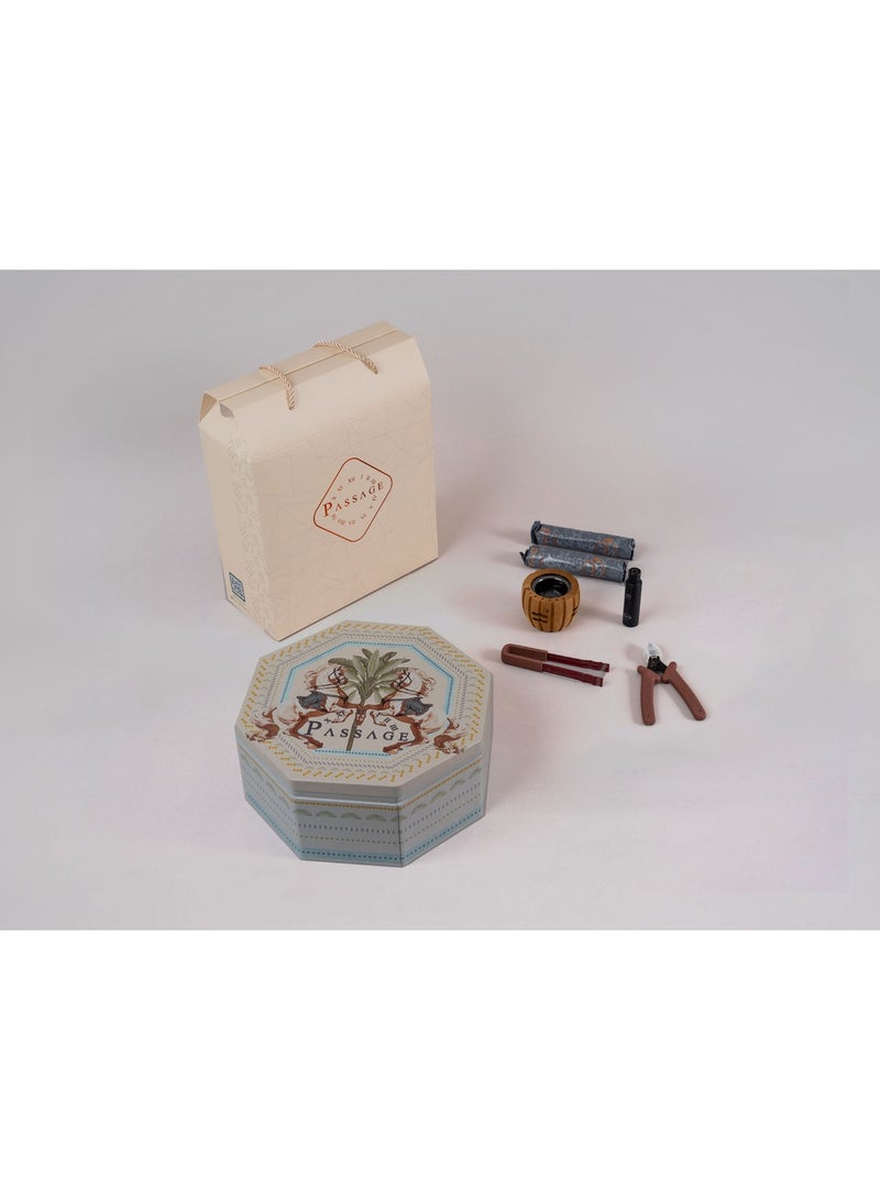 باسيدج صندوق العود التراثي من PASSAGE – مجموعة بخور متكاملة مع مبخرة، ولاعة صغيرة، ملقط وفحم - Image 1